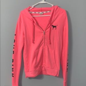 Zip-up pink hoodie